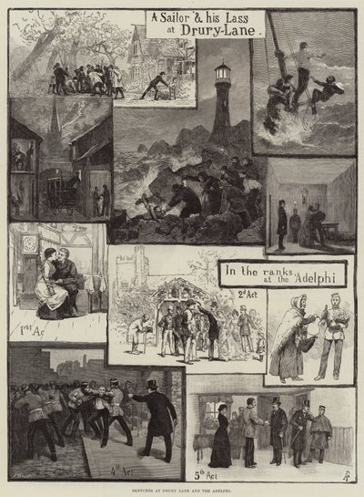 Sketches at the Drury Lane and the Adelphi by Amedee Forestier